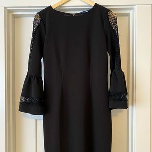 Antonio Melani black formal dress with lace details. Size 4.